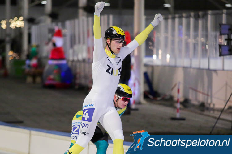 Chiel Smit wint de sprint, Tom den Heijer is geklopt.