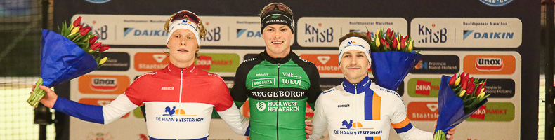 Sprinter Jorian ten Cate klopt op de streep vluchter Christian Haasjes